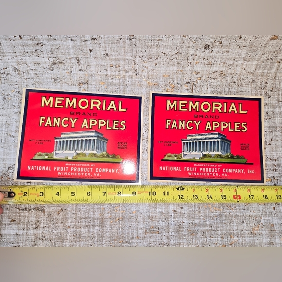 Memorial Fancy Apple Crate Labels - Picture 1 of 3